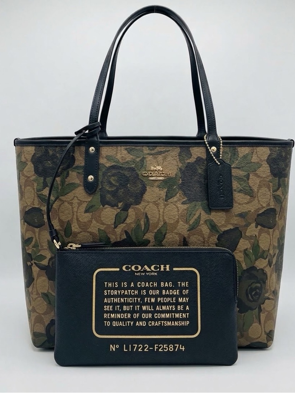 Coach NWT Reversible City Tote Camo Rose Floral Print (Style F25874) 2017 $375